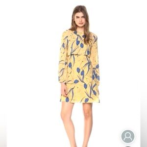 A138 Wild Meadow Yellow Tulip Mini Dress Lace Detail Floral Cottagecore  Sz M